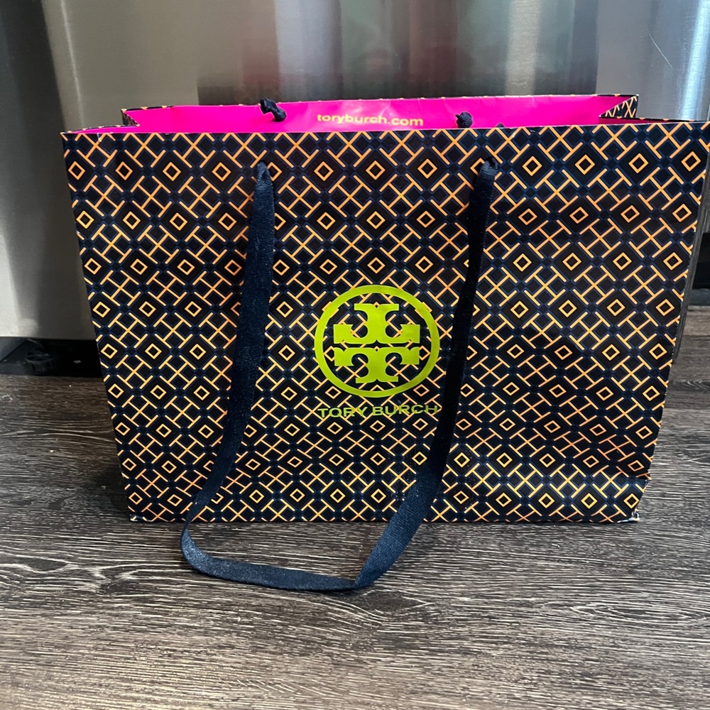 Tory Burch Black and Gold Geometric Tote